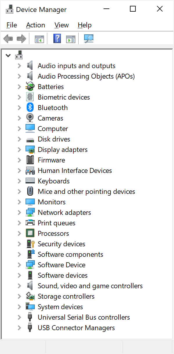 Screenshot of Device Manager without problems.