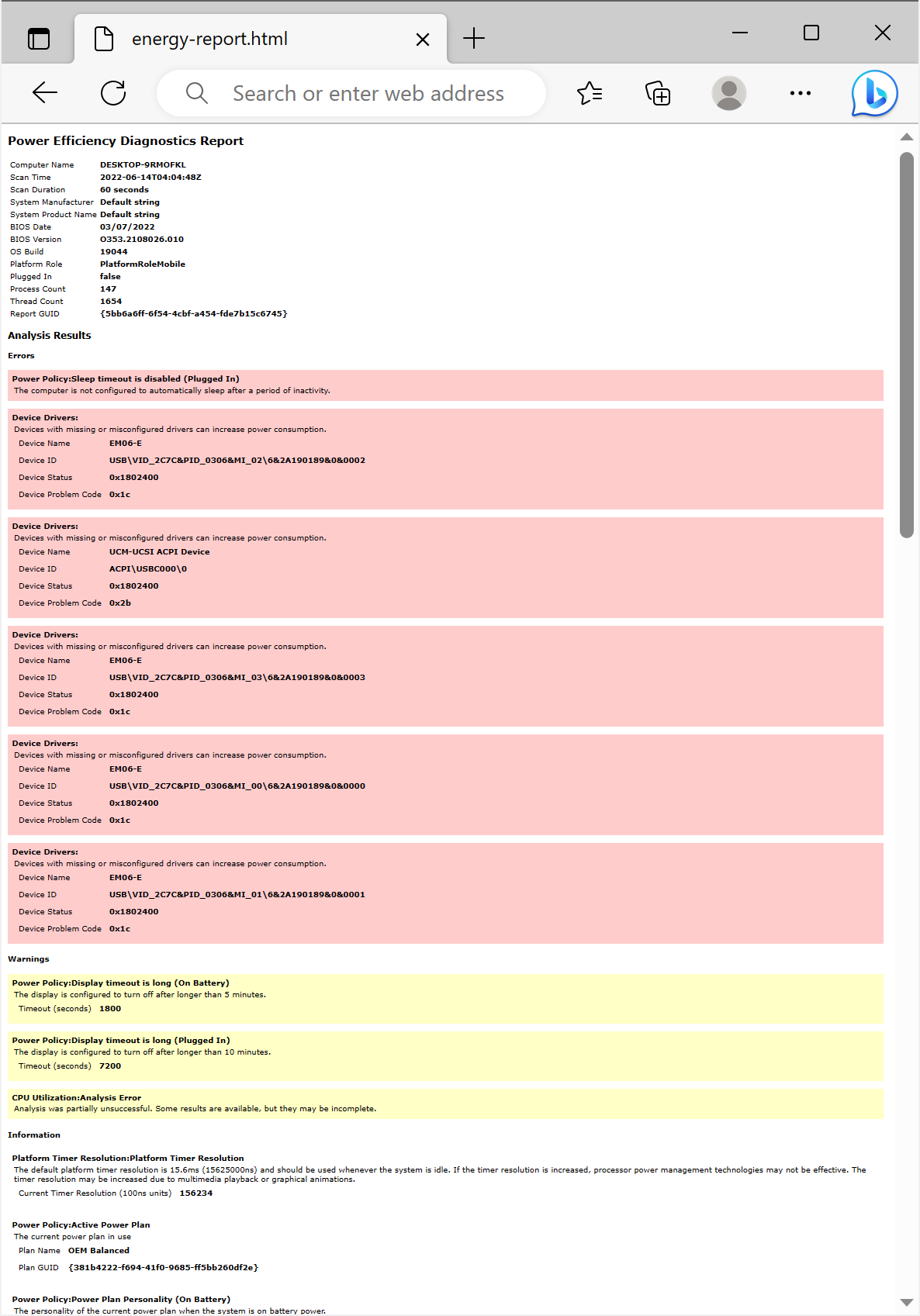 Overview screenshot of example energy-report.html