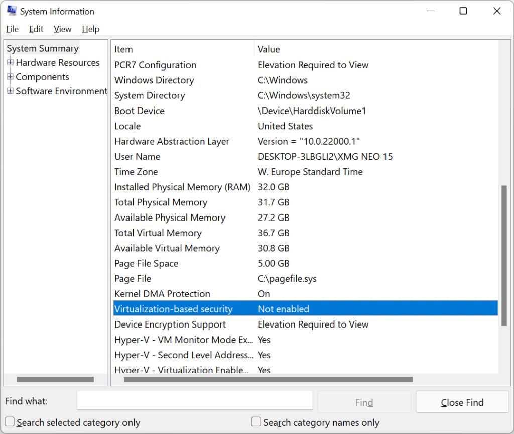 win11 vbs 06 system information vbs off after restart