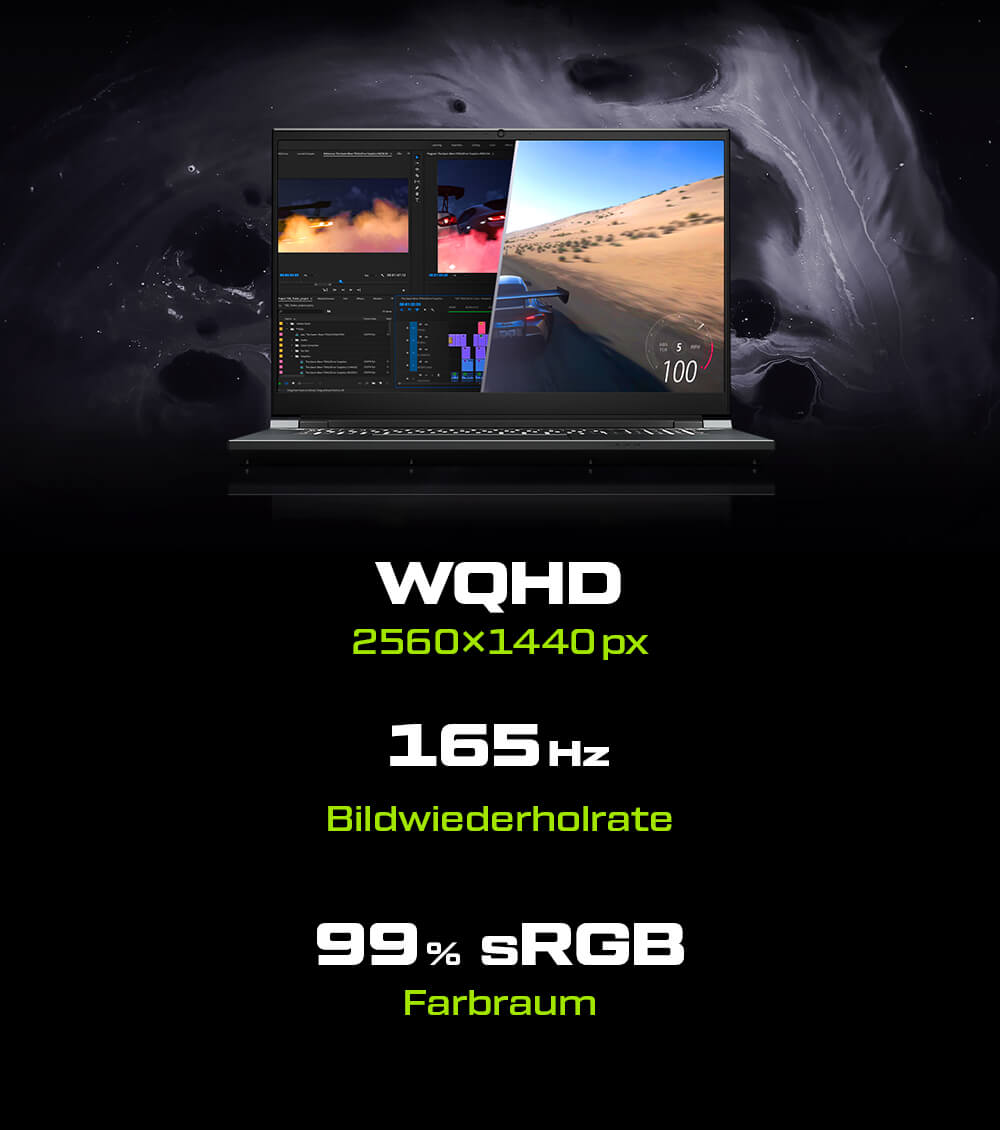 XMG PRO 15 E22 LP Feature 03 Display WQHD mobile DE