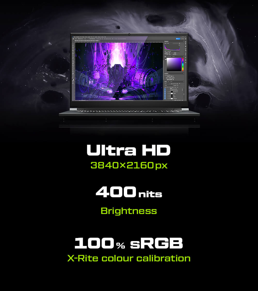 XMG PRO 15 E22 LP Feature 03 Display UHD mobile EN