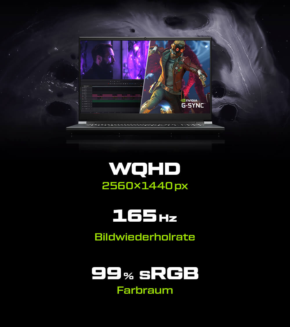 XMG PRO 17 E22 LP Feature 03 Display WQHD mobile DE