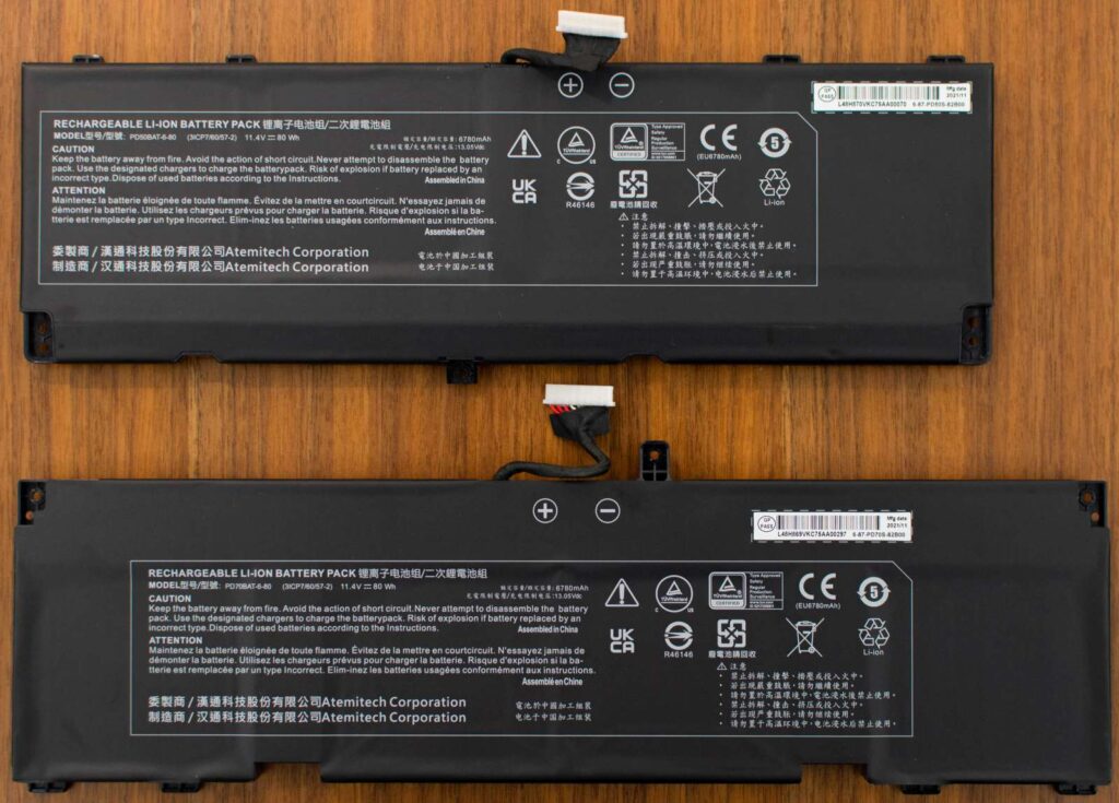 XMG PRO 15 and XMG PRO 17 battery