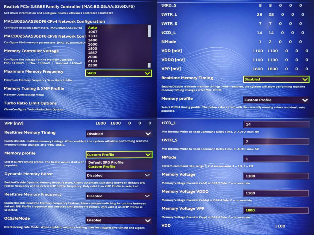 XMG NEO (E23) BIOS DRAM tuning screenshot