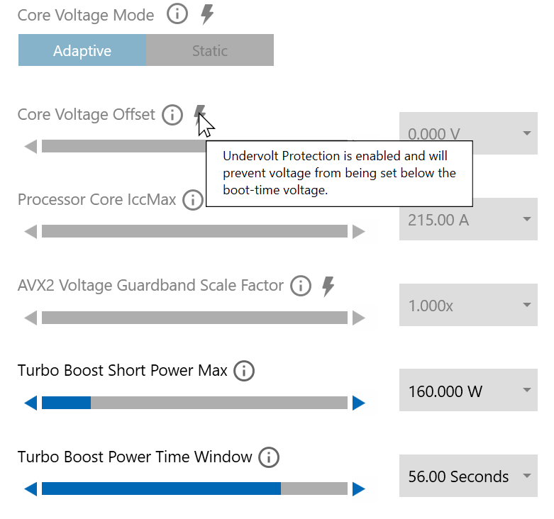 XTU mouseover Undervolt Protect