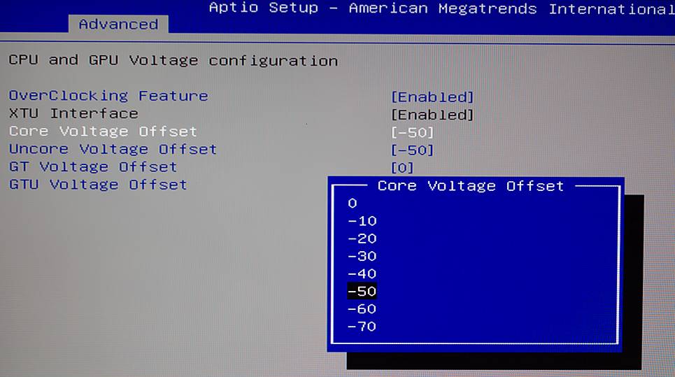 voltage offset in bios dropdown menu 2019