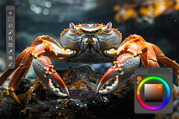 Conten Creation Programm mit einer Krabbe