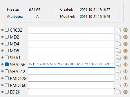 windows iso hasher sha256
