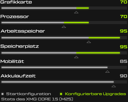 XMG CORE Performance Stats