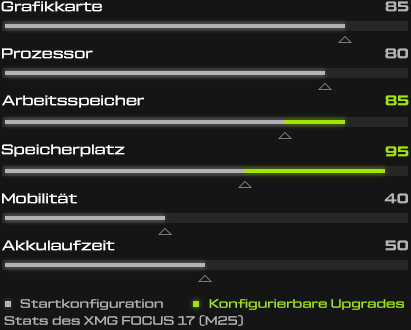XMG FOCUS Performance Stats