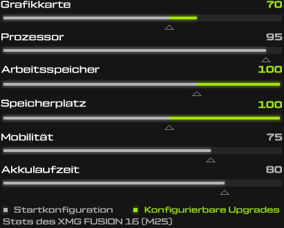 XMG NEO Performance Stats