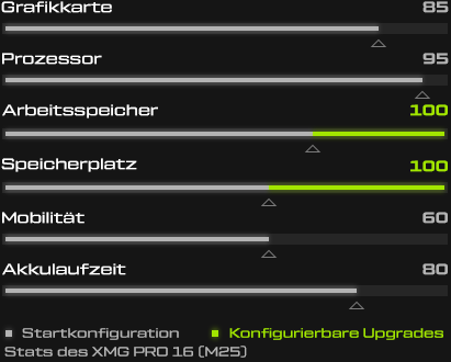 XMG PRO Performance Stats