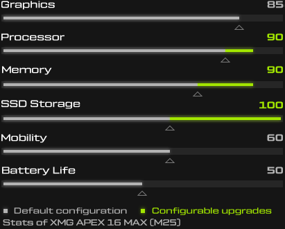 XMG APEX Performance Stats