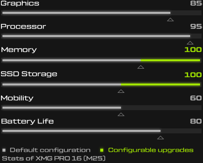 XMG PRO Performance Stats